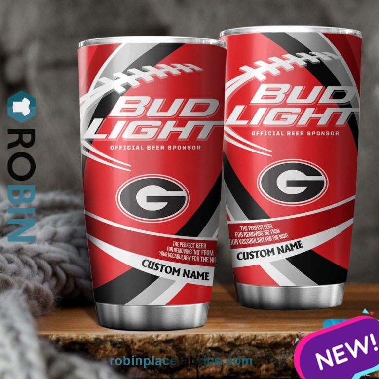 Georgia Bulldogs NCAA Bud Light Beer Custom Name Tumblers Cup