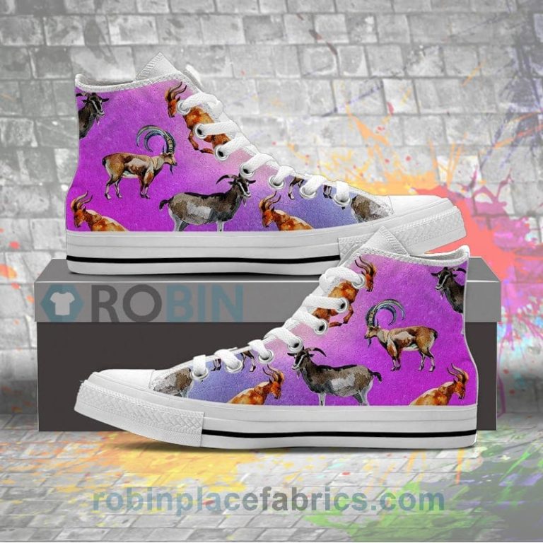 Goat Pattern Canvas High Top Sneaker