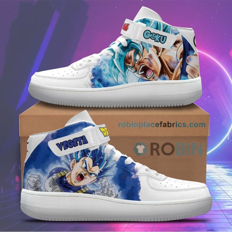 Goku and Vegeta Blue Sneakers Air Force 1 High Top Custom Dragon Ball Anime Shoes