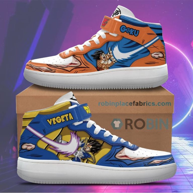 Goku and Vegeta Ki Blast Sneakers Air Force 1 High Top Custom Dragon Ball Anime Shoes