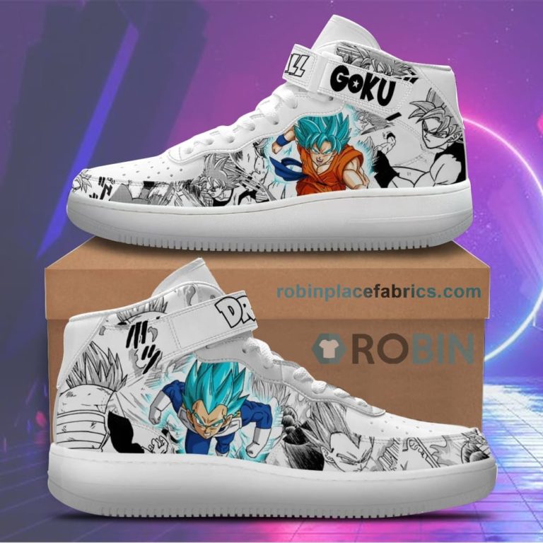 Goku Blue and Vegeta Blue Sneakers Air Force 1 High Top Dragon Ball Shoes
