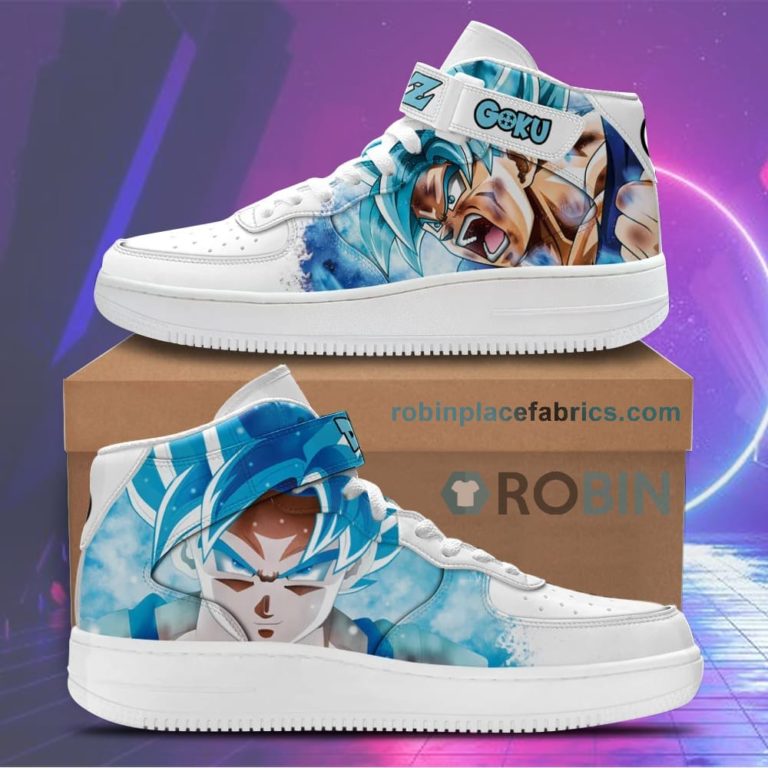 Goku Blue Sneakers Air Force 1 High Top Custom Dragon Ball Anime Shoes