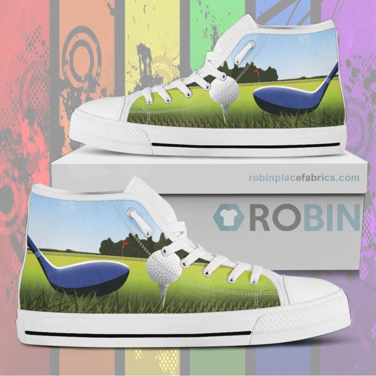 Golf Themed Canvas High Top Sneaker