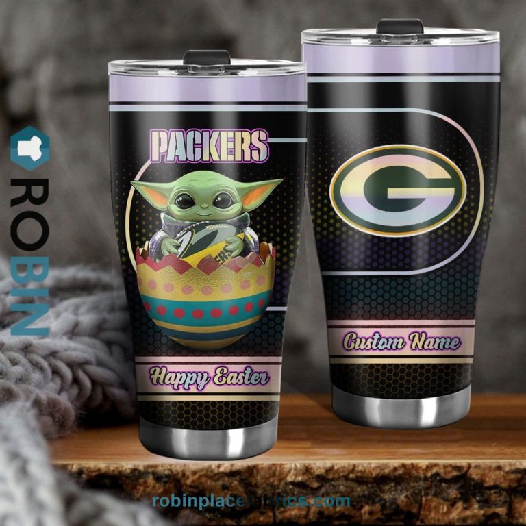 Green Bay Packers NFL Baby Yoda Happy Easter Custom Name Tumblers Cup
