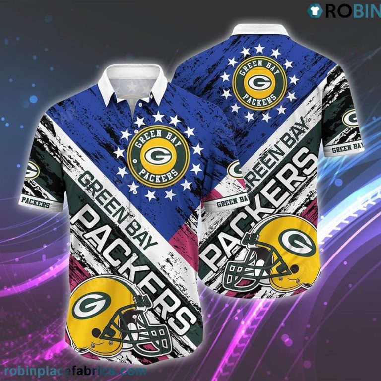 Green Bay Packers NFL Hawaiian Shirt Graphic American Flag