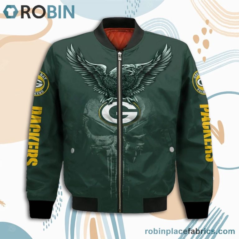 Green Bay Packers NFL Logo Eagle Skull Bomber Jacket