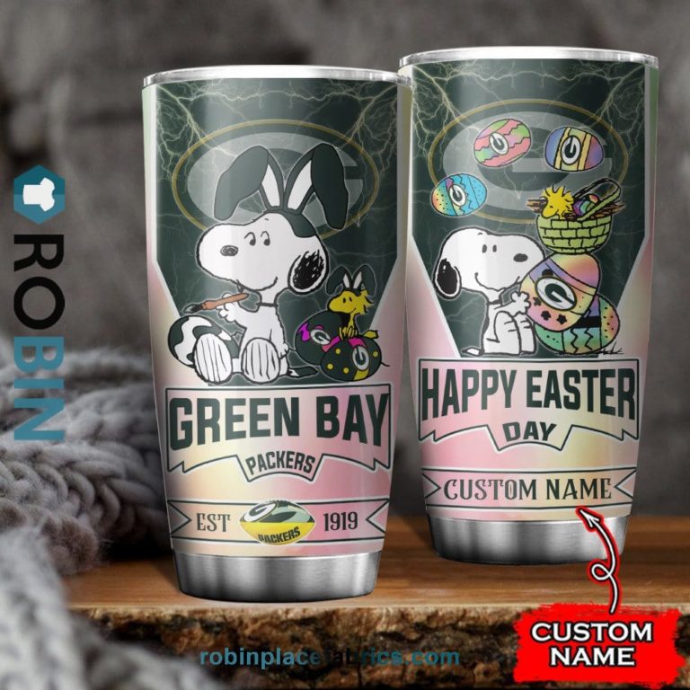 Green Bay Packers NFL Snoopy Happy Easter Day Custom Name Tumblers Cup