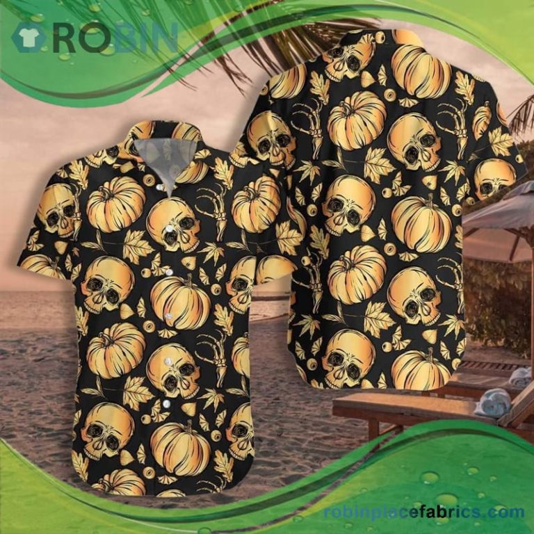 Halloween Pumpkin & Skull Hawaiian Shirt