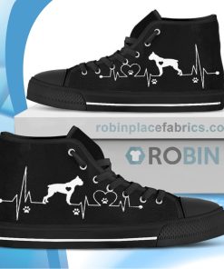 Heartbeat Boxer Dog Canvas High Top Shoes