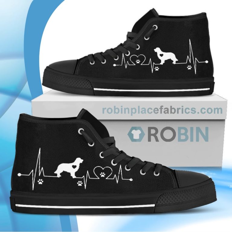 Heartbeat Golden Retriever Dog Canvas High Top Shoes