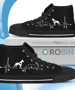 Heartbeat Great Dane Dog Canvas High Top Shoes