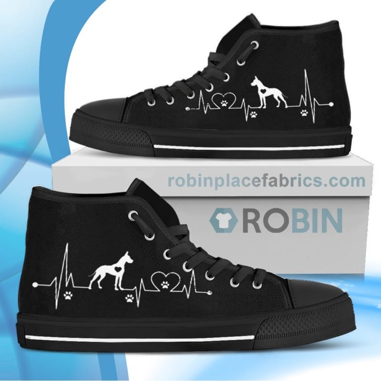 Heartbeat Great Dane Dog Canvas High Top Shoes