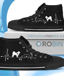 Heartbeat Husky Dog Canvas High Top Shoes