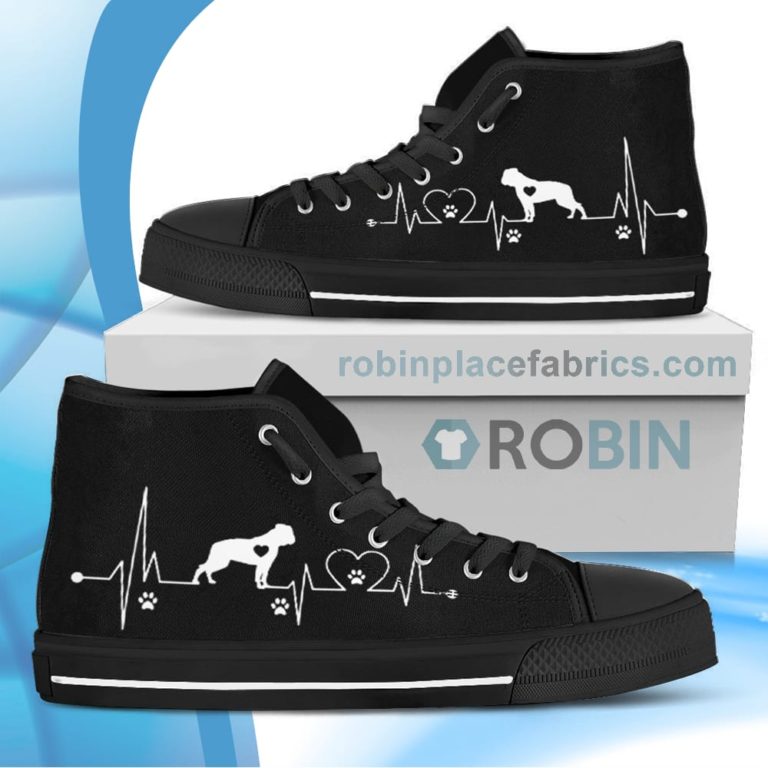 Heartbeat Pit bull Dog Canvas High Top Shoes