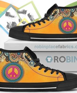 Hippie Peace Sign Canvas High Top Shoes