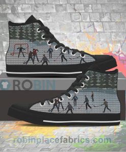 Hockey Ugly Christmas Sweater Canvas High Top Shoes