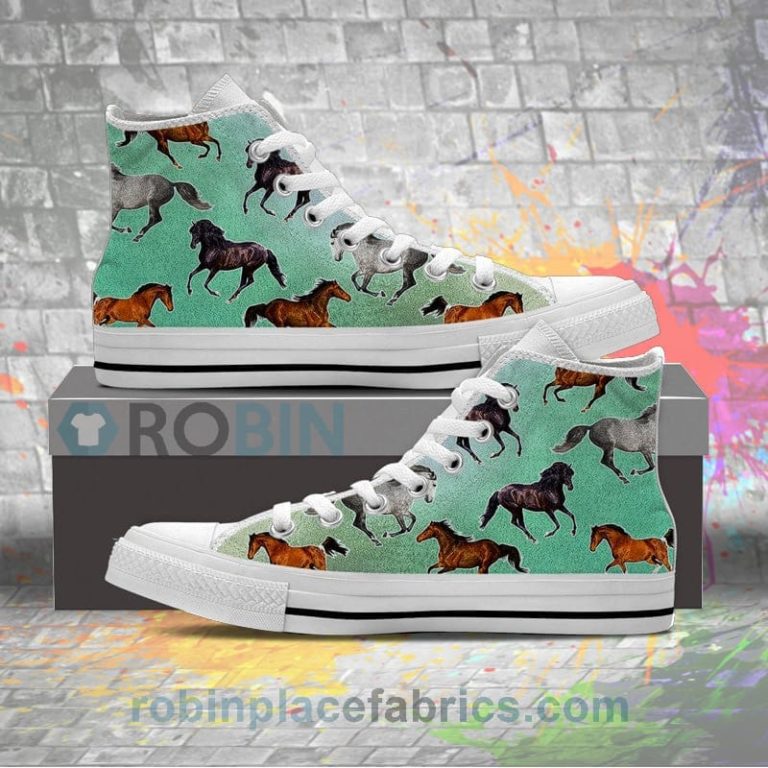 Horse Pattern Canvas High Top Sneaker