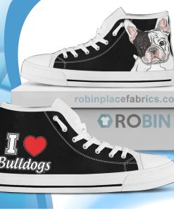 I Love French Bulldog Canvas High Top Shoes