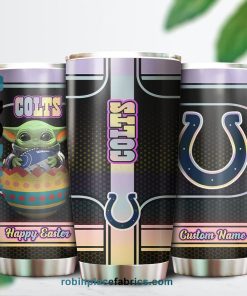 Indianapolis Colts NFL Baby Yoda Happy Easter Custom Name Tumblers Cup