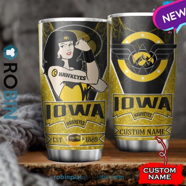 Iowa Hawkeyes Wonder Woman Custom Name Stainless Steel Tumblers Cup