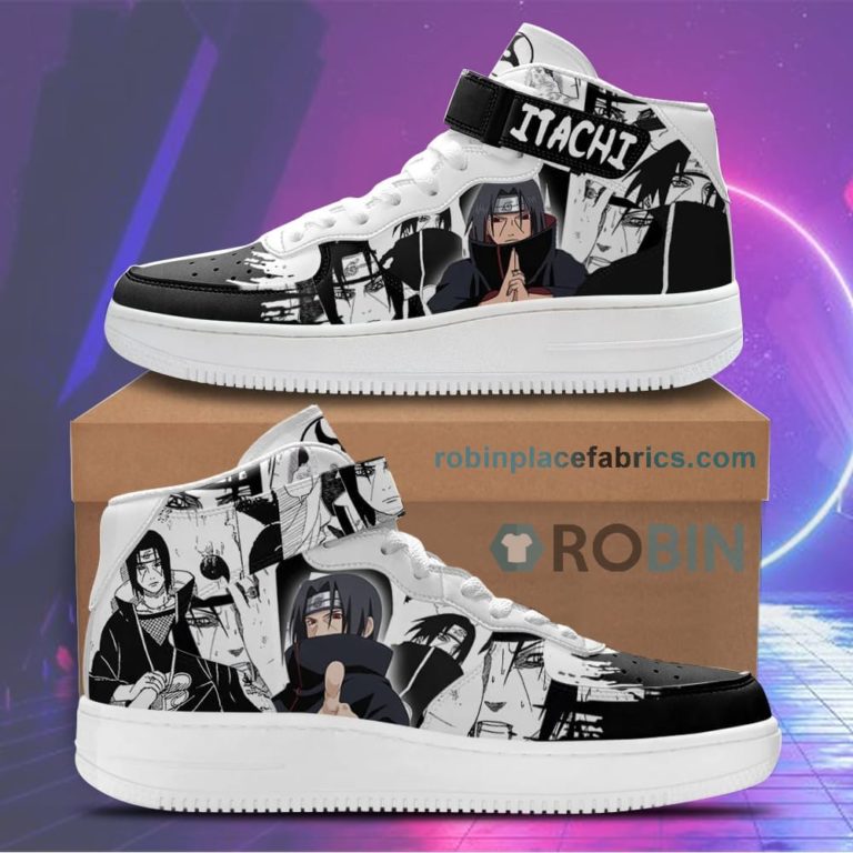 Itachi Uchiha Sneakers Air Mid Custom Akatsuki Anime Shoes Mix Manga