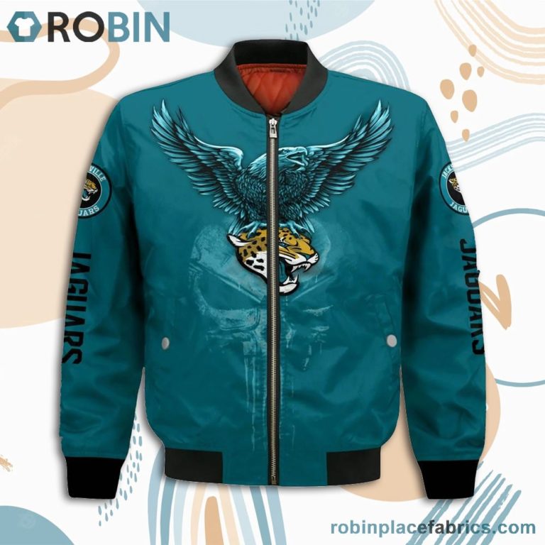 Jacksonville Jaguars NFL Logo Eagle Skull Bomber Jacket