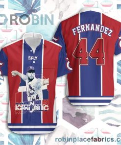 Junior Fernandez 44 Of The St Louis Cardinals Short Sleeve Button Down Hawaiian Shirt