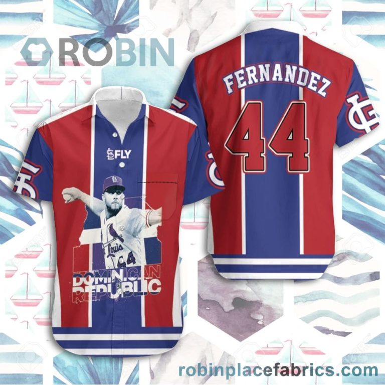 Junior Fernandez 44 Of The St Louis Cardinals Short Sleeve Button Down Hawaiian Shirt