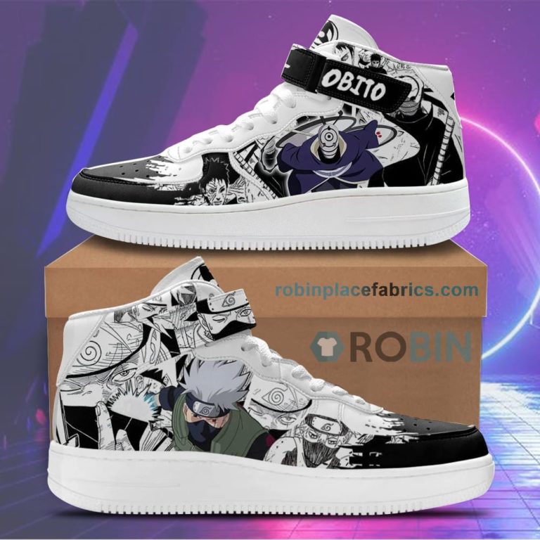Kakashi and Obito Sneakers Air Force Mid Custom Anime Shoes