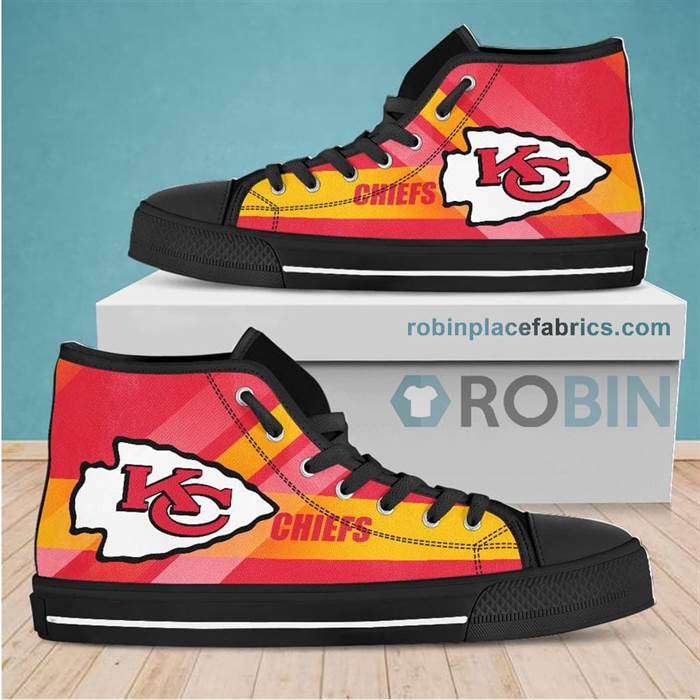 Kansas City Chiefs Canvas Shoes High Top - RobinPlaceFabrics