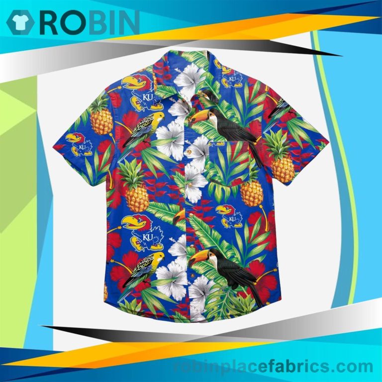 Kansas Jayhawks Floral Button Up Shirt