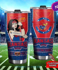 Kansas Jayhawks Wonder Woman Custom Name Stainless Steel Tumblers Cup