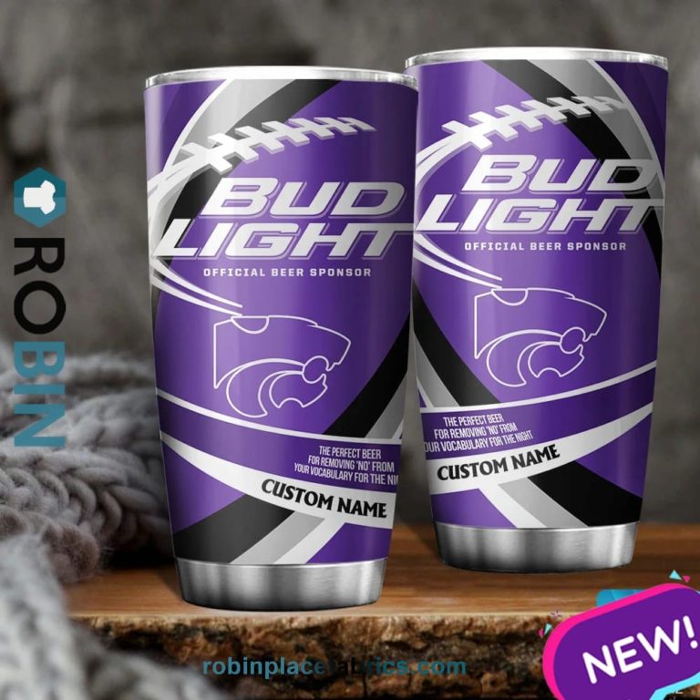 Kansas State Wildcats NCAA Bud Light Beer Custom Name Tumblers Cup