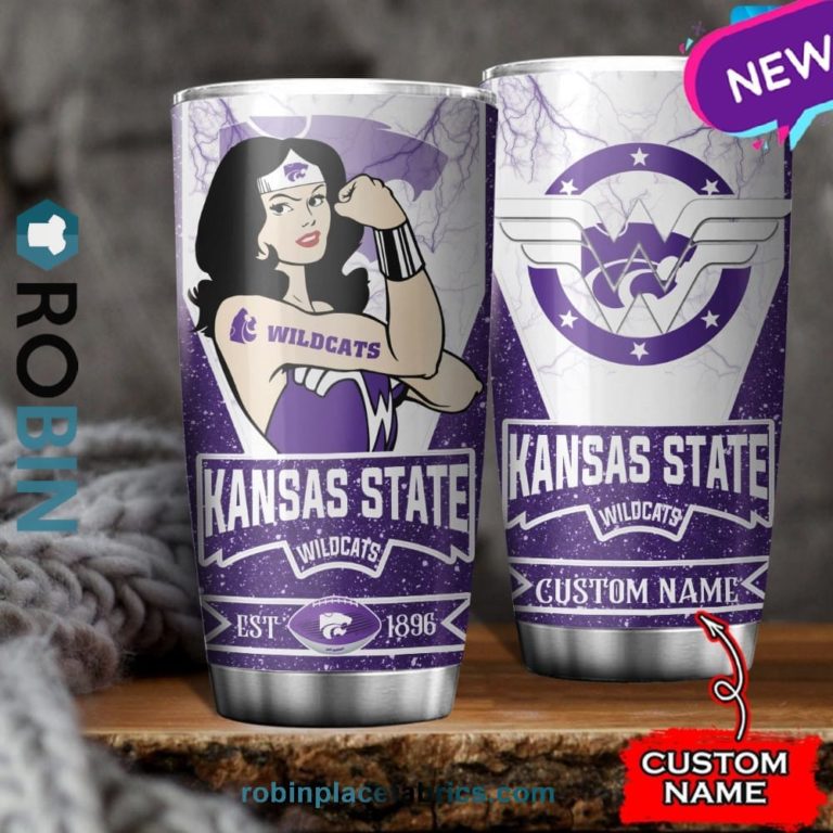 Kansas State Wildcats Wonder Woman Custom Name Stainless Steel Tumblers Cup
