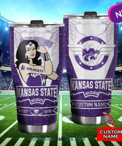 Kansas State Wildcats Wonder Woman Custom Name Stainless Steel Tumblers Cup