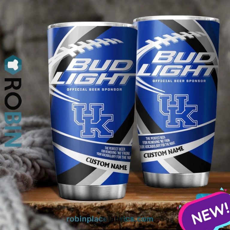 Kentucky Wildcats NCAA Bud Light Beer Custom Name Tumblers Cup