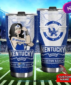 Kentucky Wildcats Wonder Woman Custom Name Stainless Steel Tumblers Cup