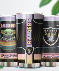 Las Vegas Raiders NFL Baby Yoda Happy Easter Custom Name Tumblers Cup