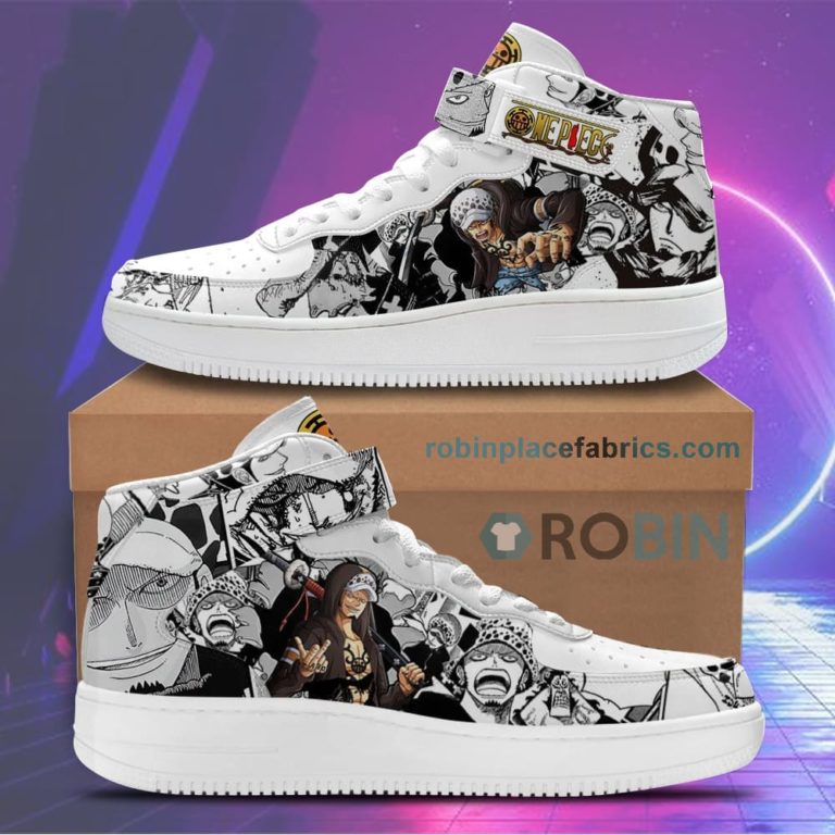 Law Sneakers Air Force 1 Mid Custom One Piece Anime Shoes