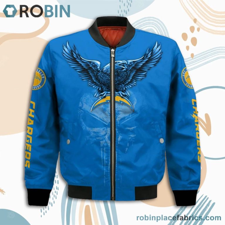 Los Angeles Chargers NFL Logo Eagle Skull Bomber Jacket