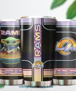 Los Angeles Rams NFL Baby Yoda Happy Easter Custom Name Tumblers Cup