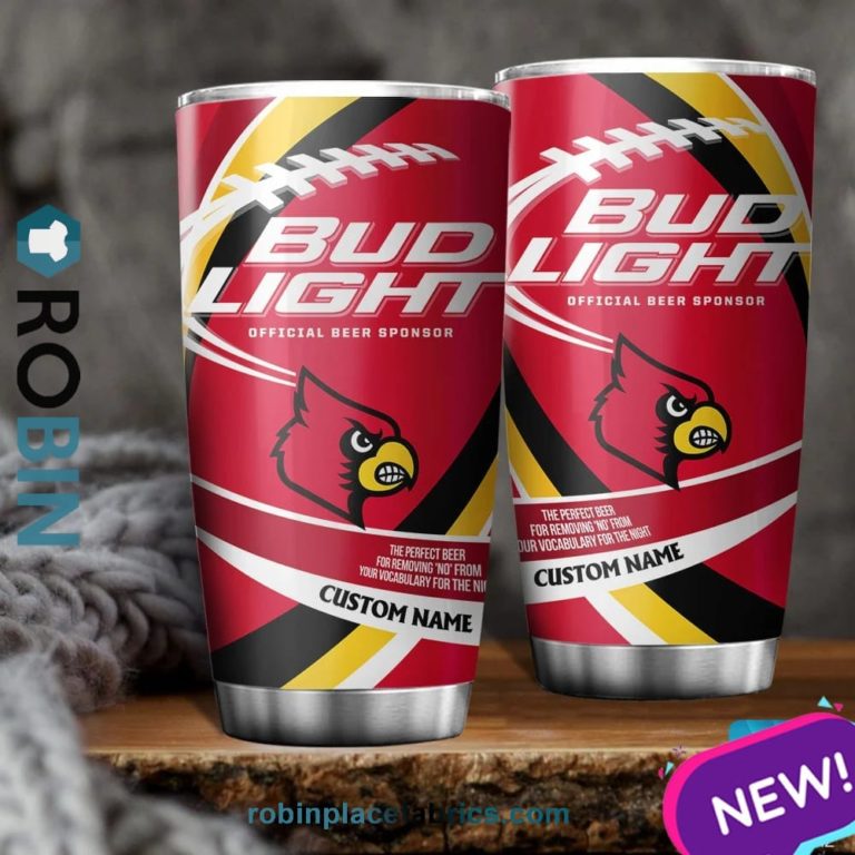 Louisville Cardinals NCAA Bud Light Beer Custom Name Tumblers Cup