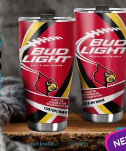 Louisville Cardinals NCAA Bud Light Beer Custom Name Tumblers Cup