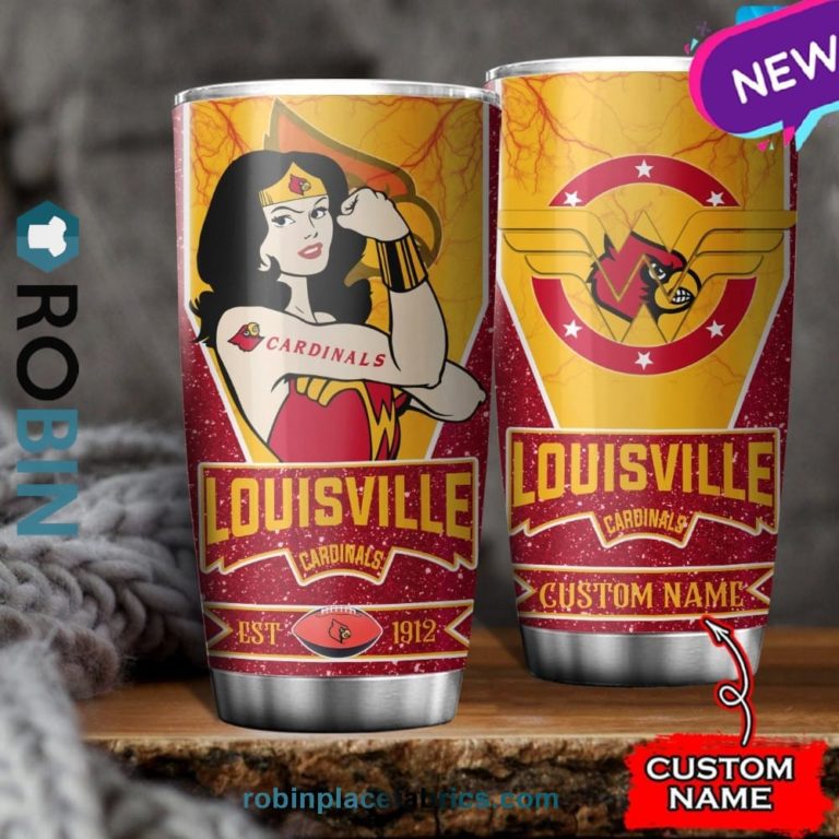 Louisville Cardinals Wonder Woman Custom Name Stainless Steel Tumblers Cup
