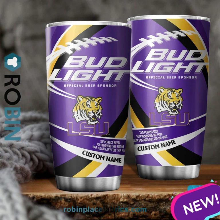 LSU Tigers NCAA Bud Light Beer Custom Name Tumblers Cup