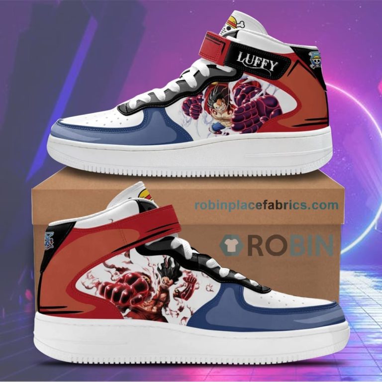 Luffy Gear 4 Sneakers Air Force 1 Mid Custom One Piece Anime Shoes