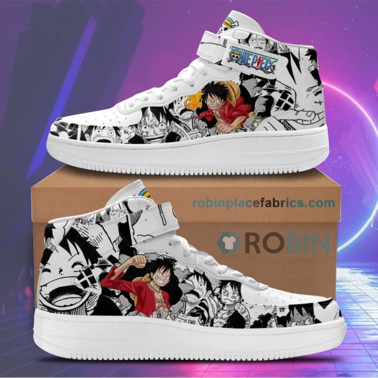 Luffy Sneakers Air Force 1 Mid Custom One Piece Anime Shoes
