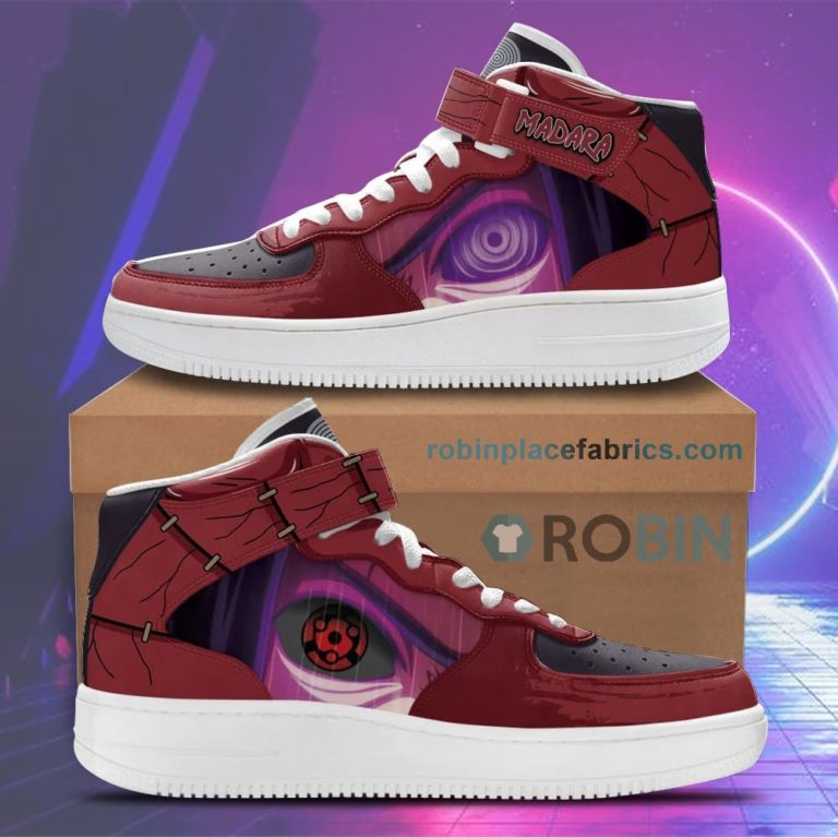 Madara Rinnegan and Sharingan Sneakers Air Force 1 Mid Custom Anime Shoes