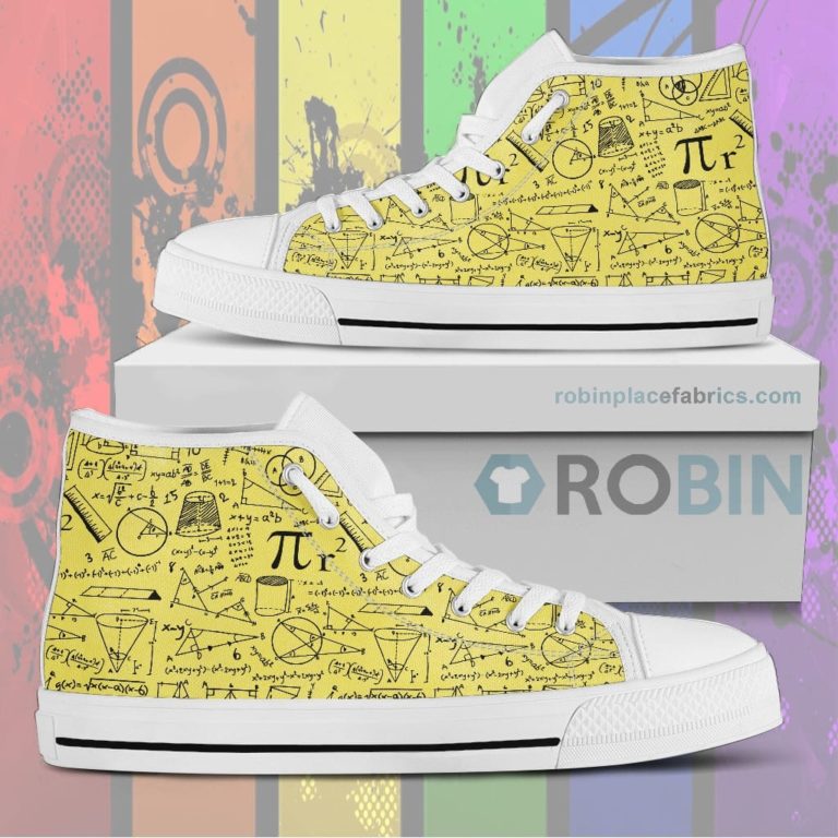 Math Pattern Canvas High Top Shoess