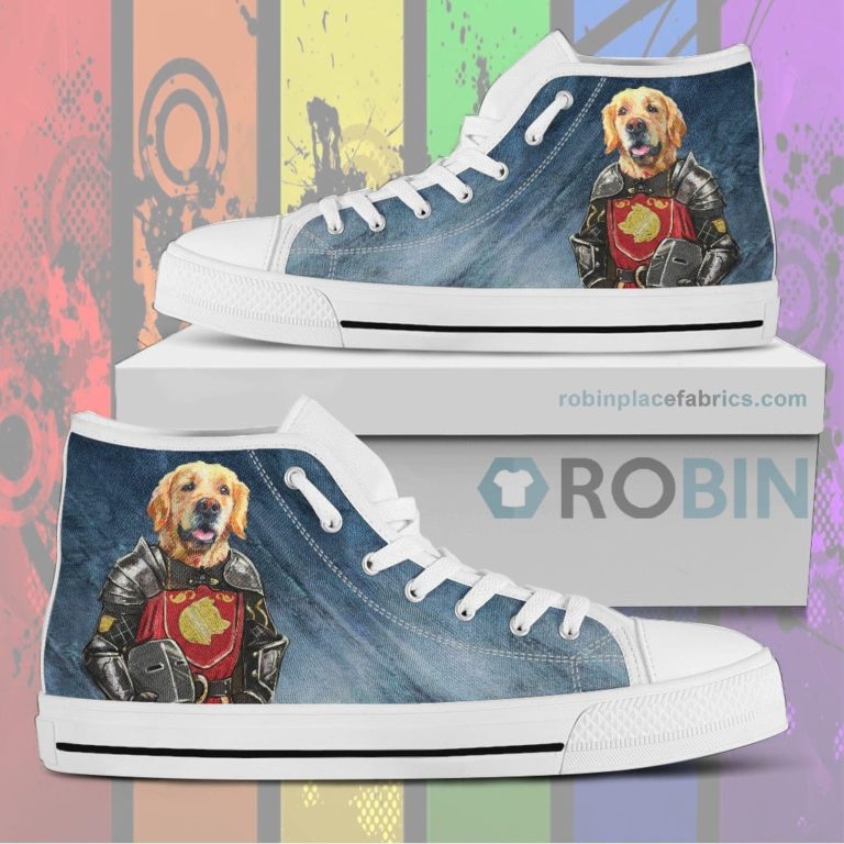 Medieval Golden Retriever Portrait Canvas High Top Shoess